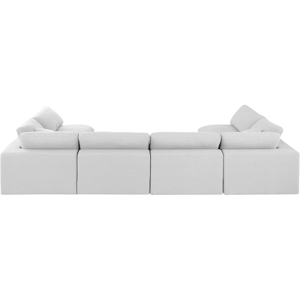 Comfy White Linen Textured Fabric Modular Sectional