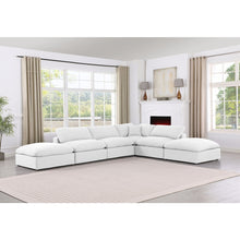Comfy White Linen Textured Fabric Modular Sectional
