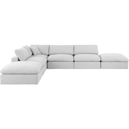 Comfy White Linen Textured Fabric Modular Sectional