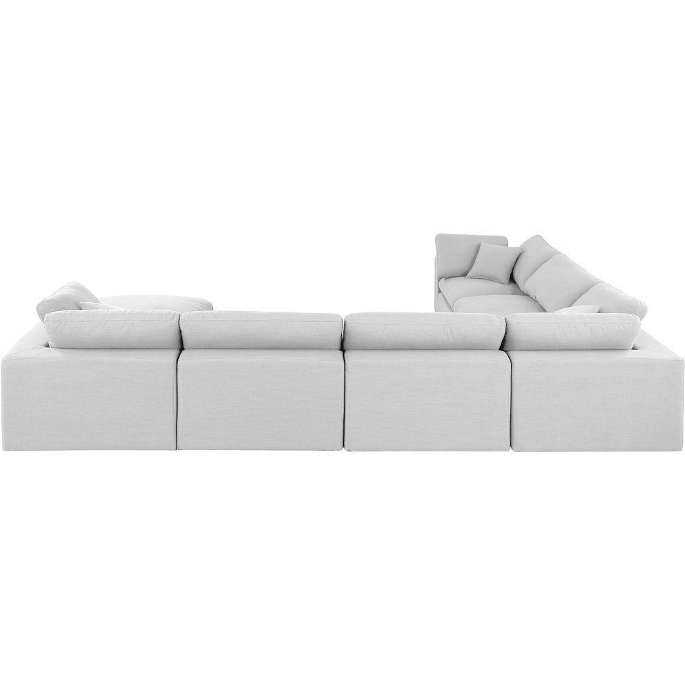 Comfy White Linen Textured Fabric Modular Sectional