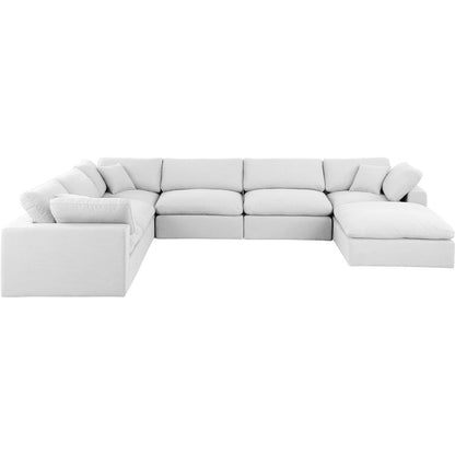 Comfy White Linen Textured Fabric Modular Sectional