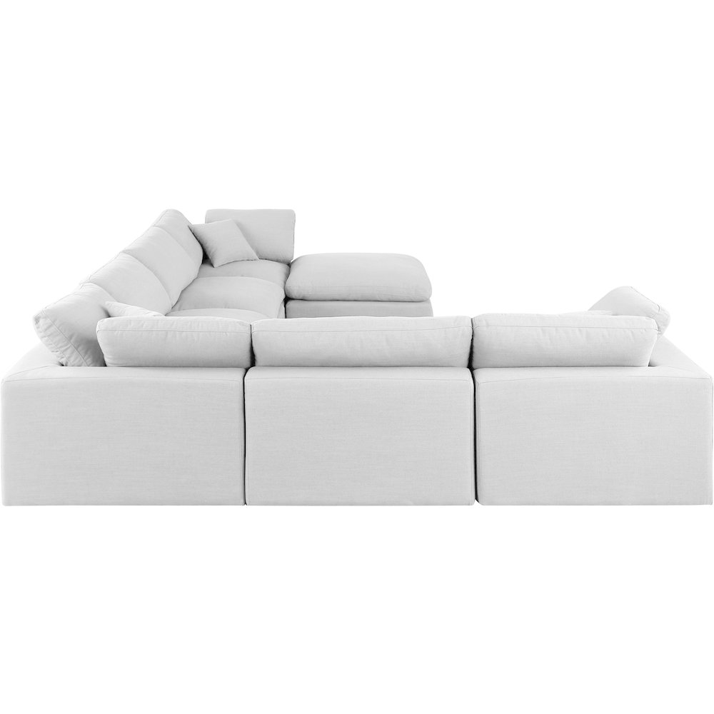 Comfy White Linen Textured Fabric Modular Sectional