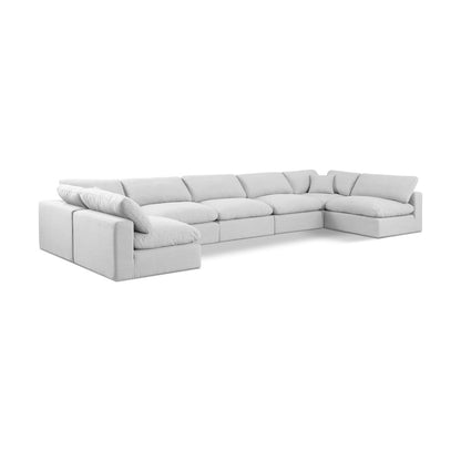 Comfy White Linen Textured Fabric Modular Sectional