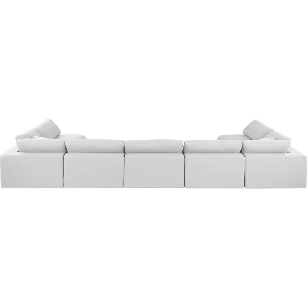 Comfy White Linen Textured Fabric Modular Sectional