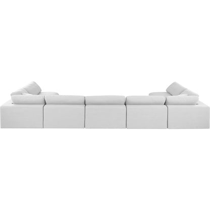 Comfy White Linen Textured Fabric Modular Sectional
