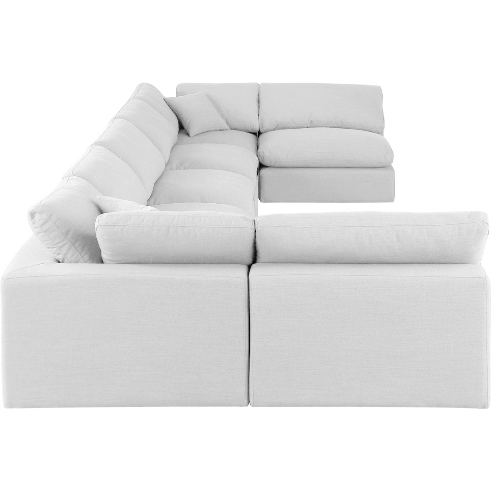 Comfy White Linen Textured Fabric Modular Sectional