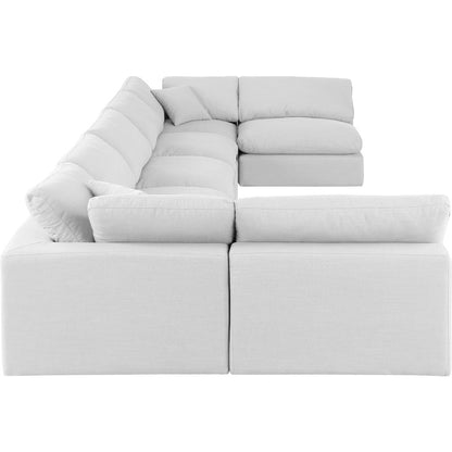 Comfy White Linen Textured Fabric Modular Sectional