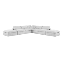 Comfy White Linen Textured Fabric Modular Sectional