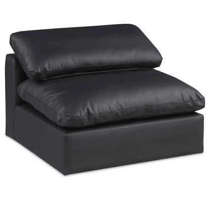 Comfy Black Vegan Leather Modular Armless Chair