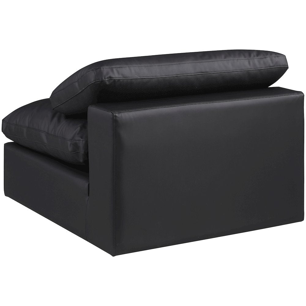 Comfy Black Vegan Leather Modular Armless Chair