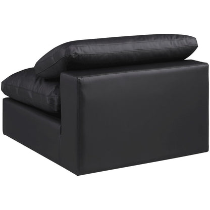 Comfy Black Vegan Leather Modular Armless Chair