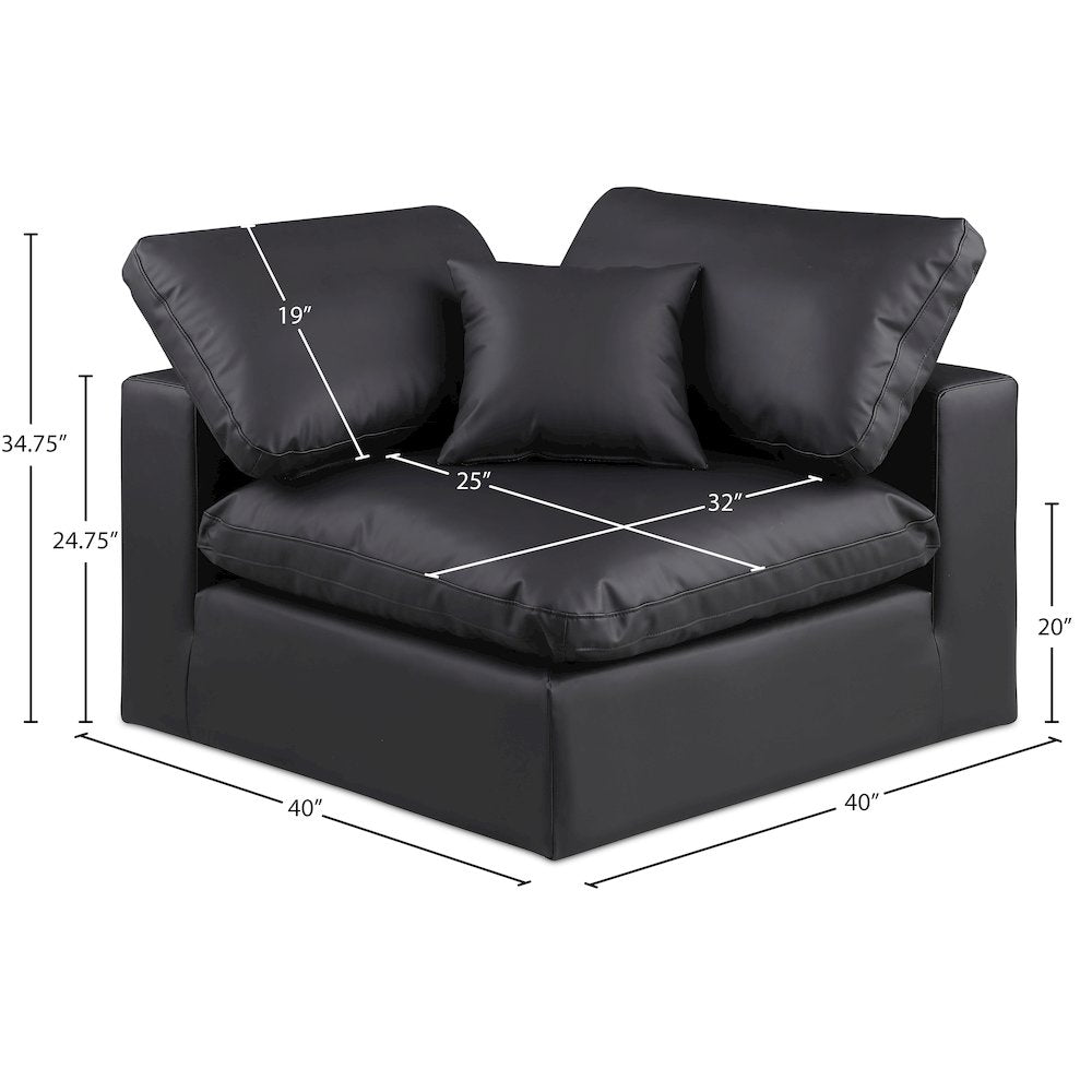Comfy Black Vegan Leather Modular Corner Chair