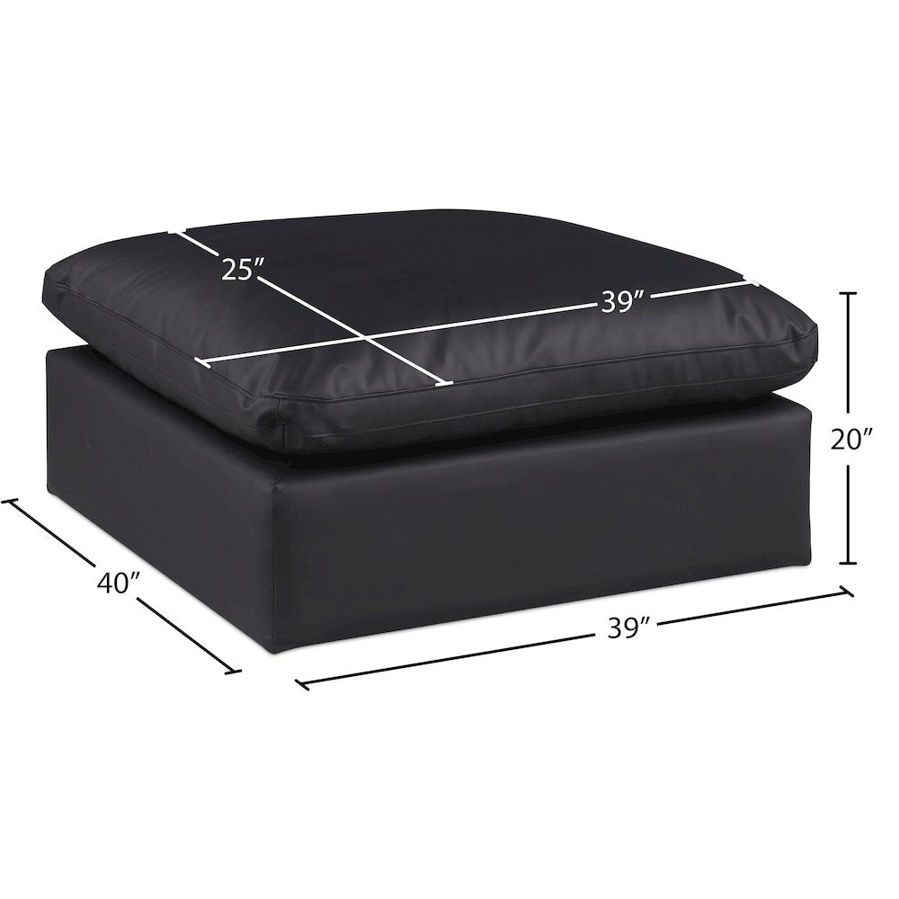 Comfy Black Vegan Leather Modular Ottoman