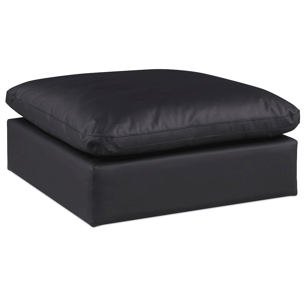 Comfy Black Vegan Leather Modular Ottoman