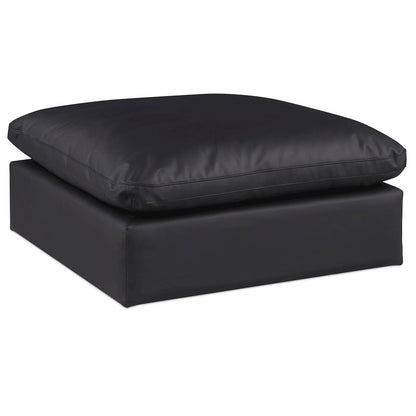 Comfy Black Vegan Leather Modular Ottoman