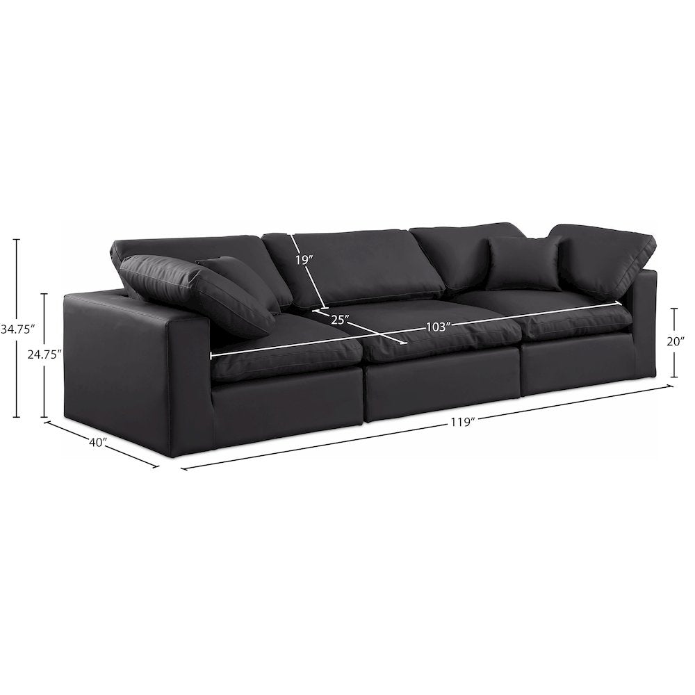 Comfy Black Vegan Leather Modular Sofa