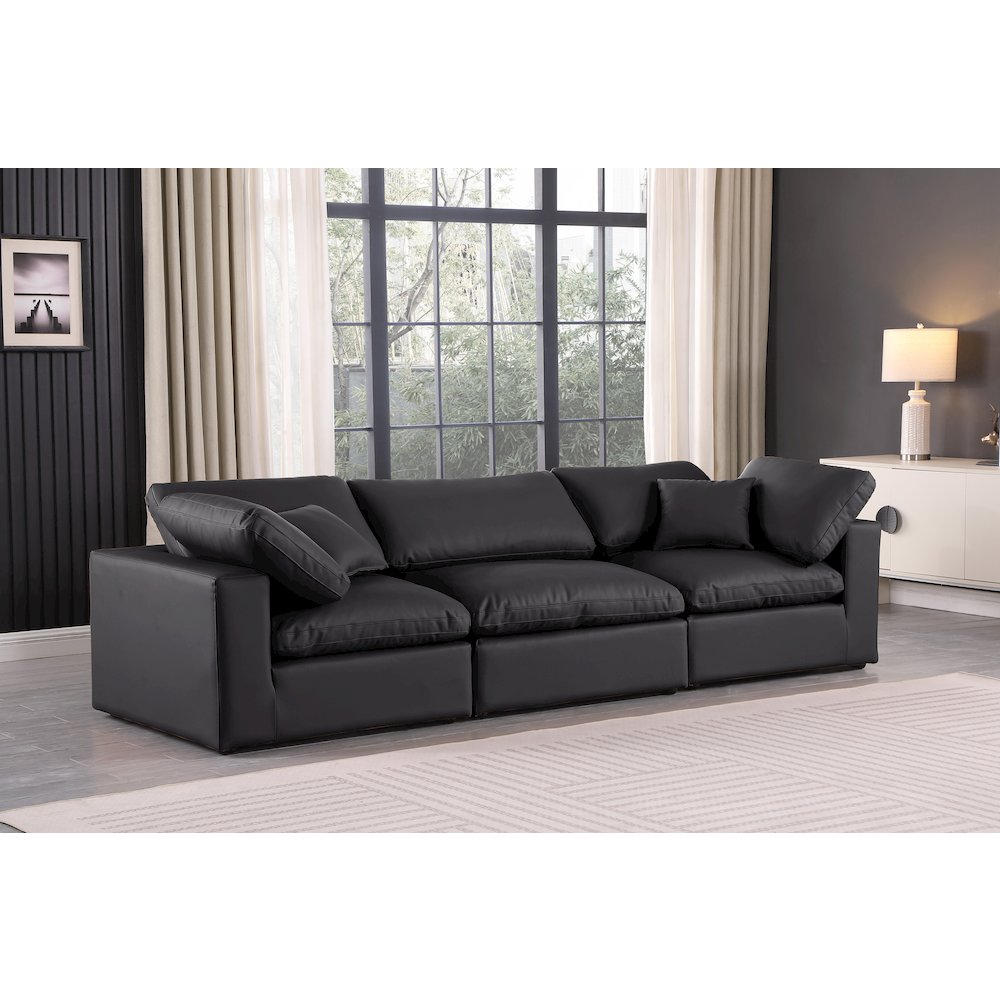 Comfy Black Vegan Leather Modular Sofa