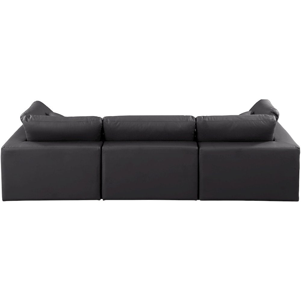 Comfy Black Vegan Leather Modular Sofa