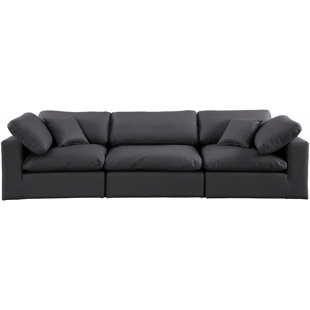 Comfy Black Vegan Leather Modular Sofa