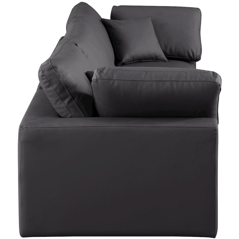 Comfy Black Vegan Leather Modular Sofa