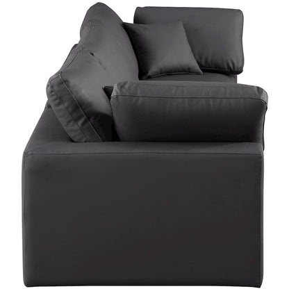 Comfy Black Vegan Leather Modular Sofa