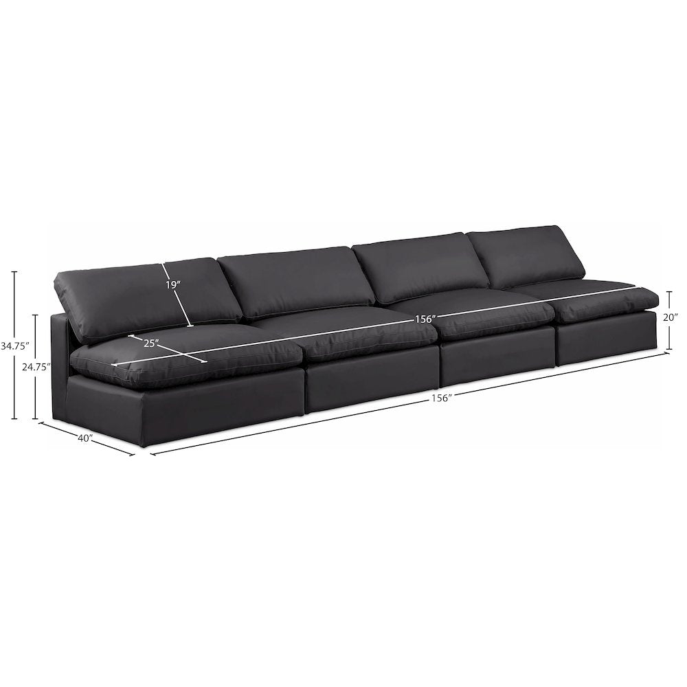 Comfy Black Vegan Leather Modular Sofa