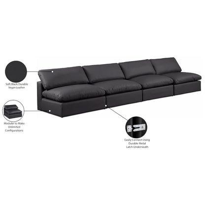 Comfy Black Vegan Leather Modular Sofa