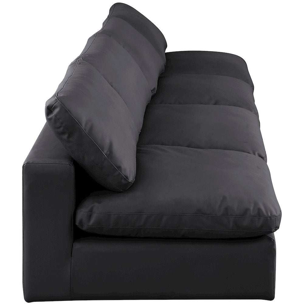 Comfy Black Vegan Leather Modular Sofa