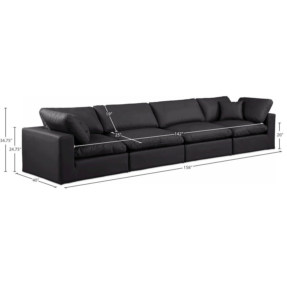 Comfy Black Vegan Leather Modular Sofa