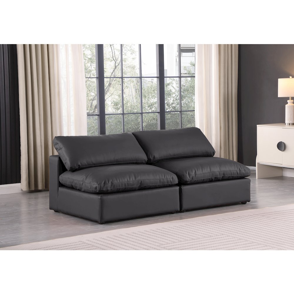 Comfy Black Vegan Leather Modular Sofa