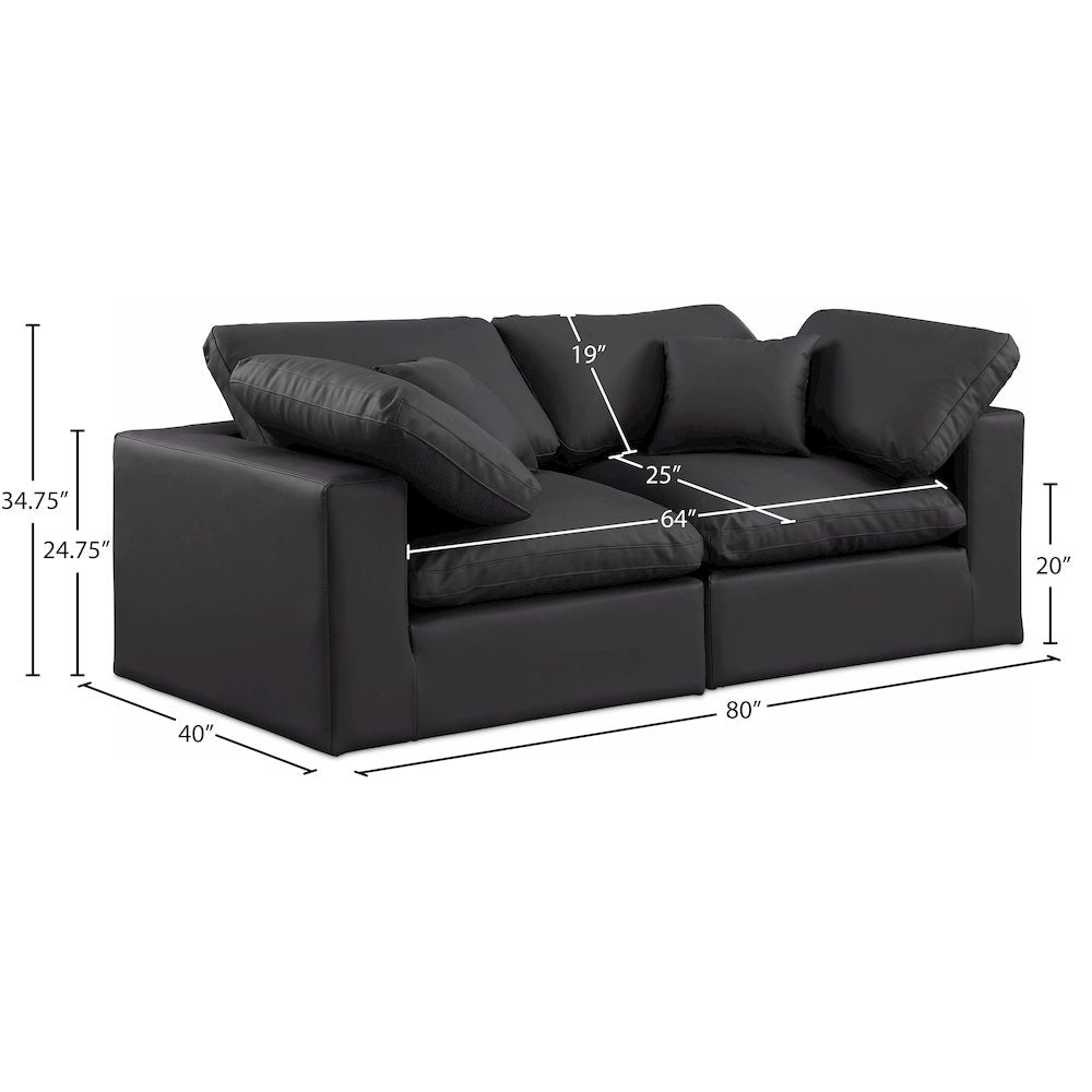 Comfy Black Vegan Leather Modular Sofa