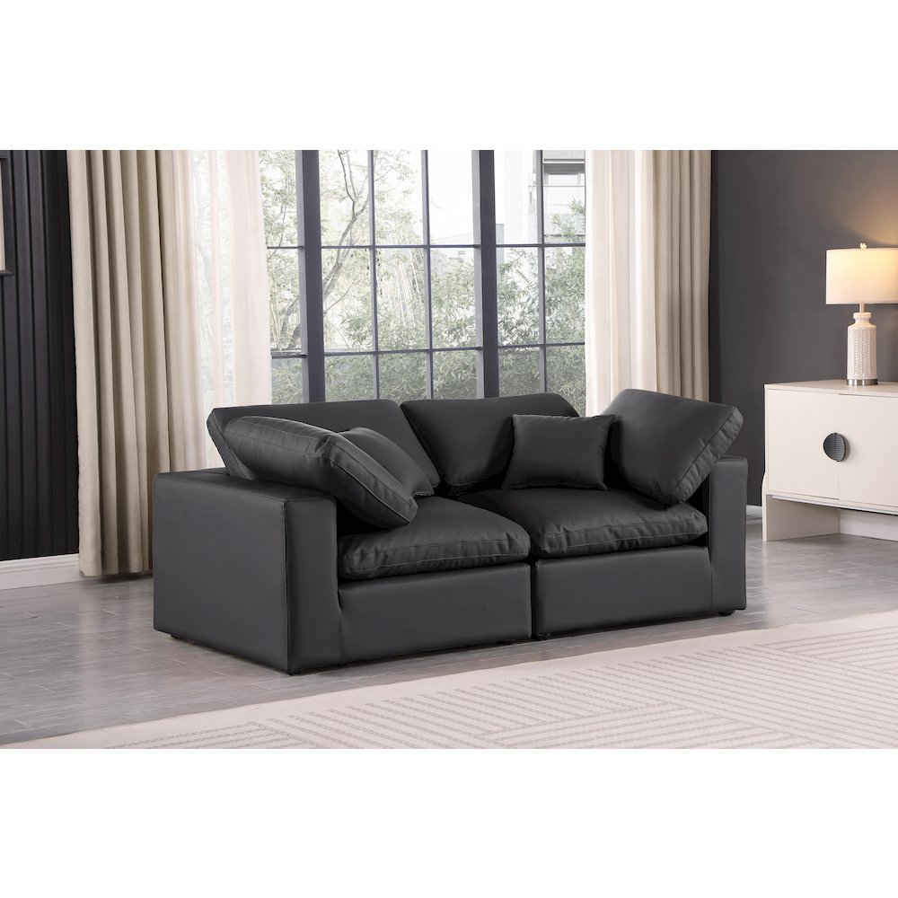 Comfy Black Vegan Leather Modular Sofa