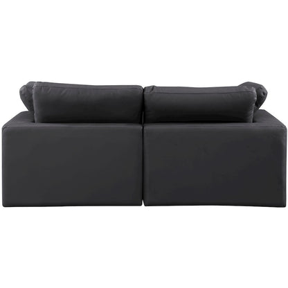Comfy Black Vegan Leather Modular Sofa