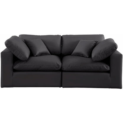 Comfy Black Vegan Leather Modular Sofa