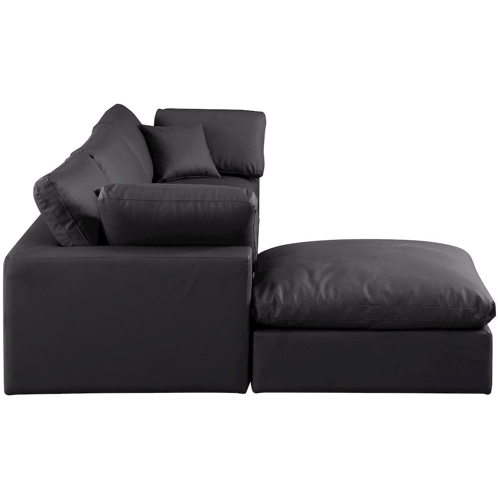 Comfy Black Vegan Leather Modular Sectional