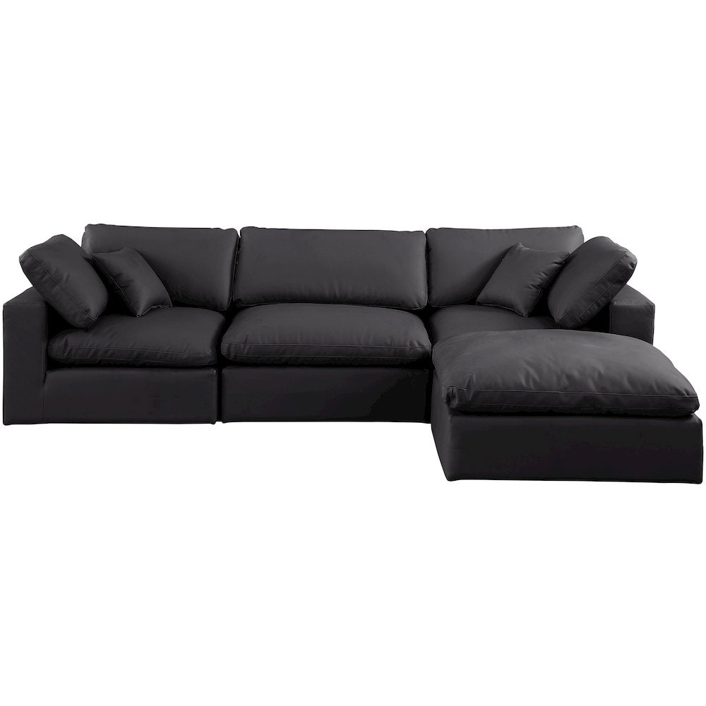 Comfy Black Vegan Leather Modular Sectional