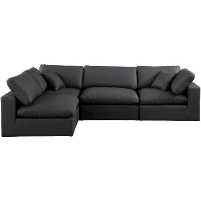 Comfy Black Vegan Leather Modular Sectional