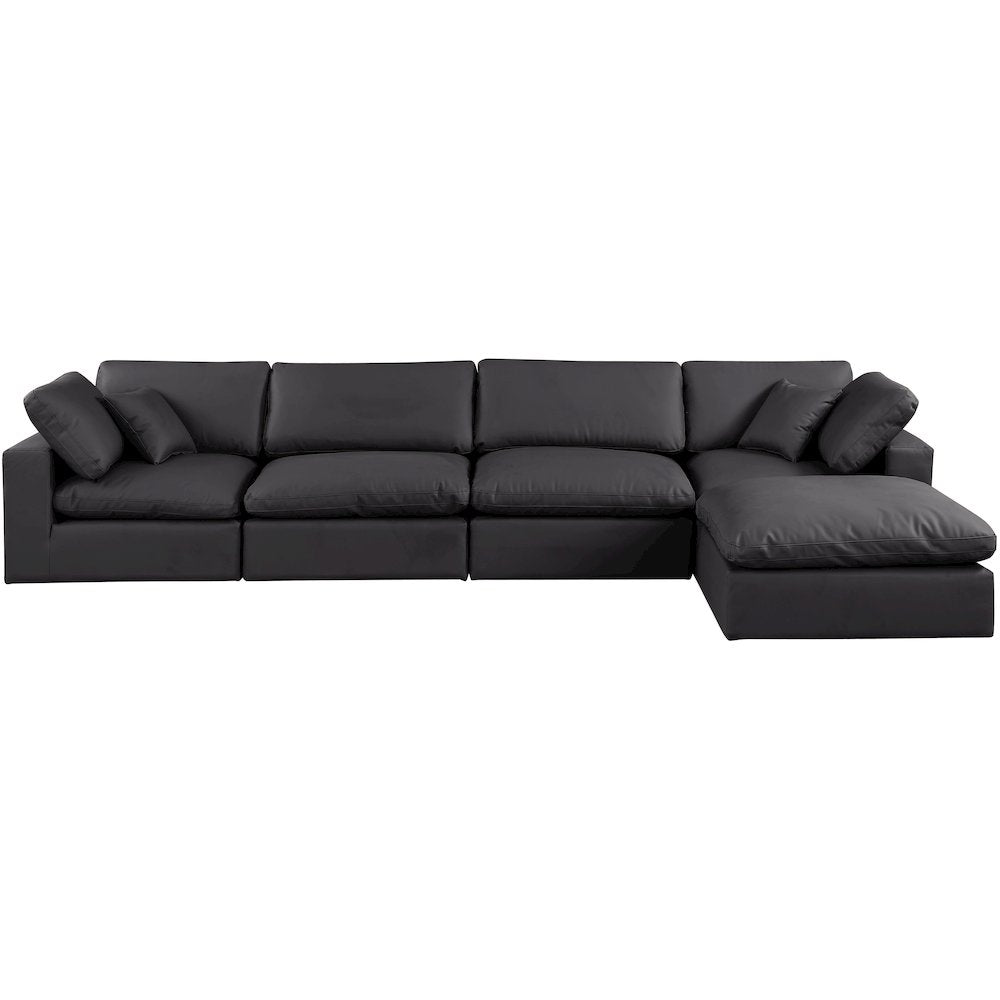 Comfy Black Vegan Leather Modular Sectional
