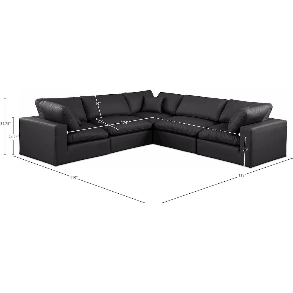 Comfy Black Vegan Leather Modular Sectional