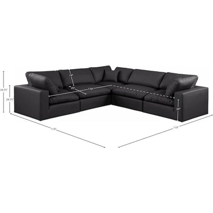 Comfy Black Vegan Leather Modular Sectional