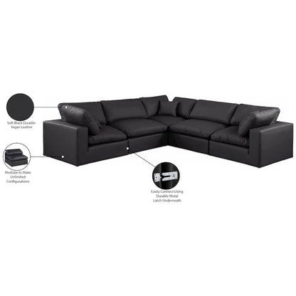Comfy Black Vegan Leather Modular Sectional