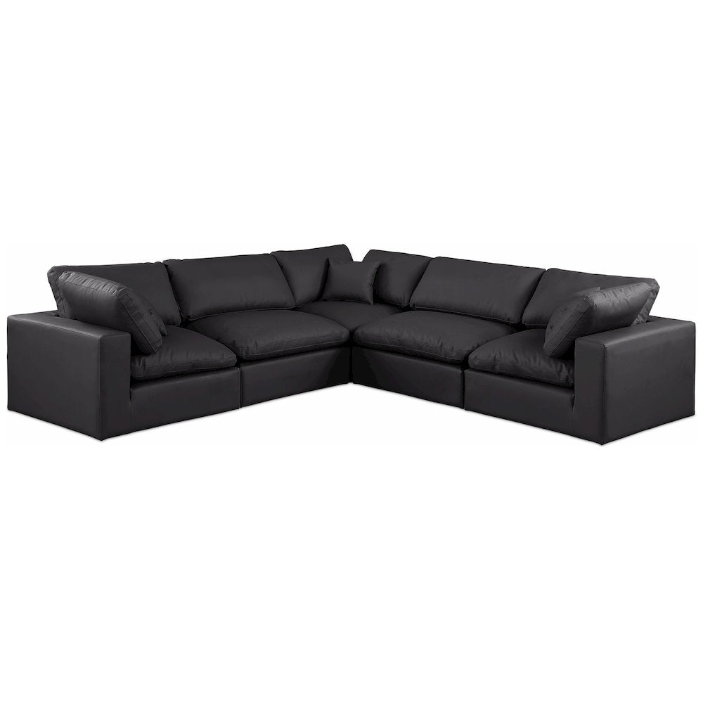 Comfy Black Vegan Leather Modular Sectional