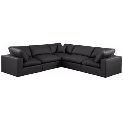 Comfy Black Vegan Leather Modular Sectional