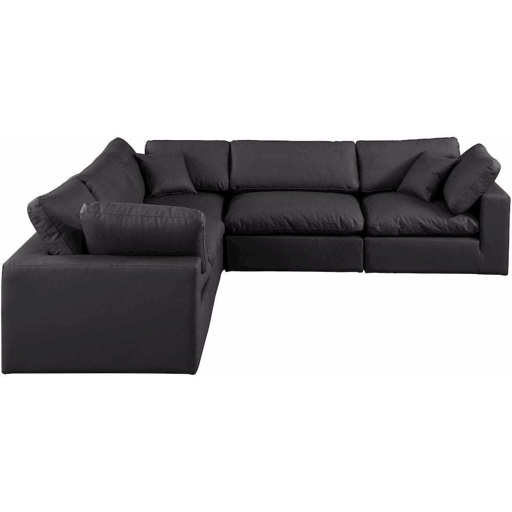 Comfy Black Vegan Leather Modular Sectional
