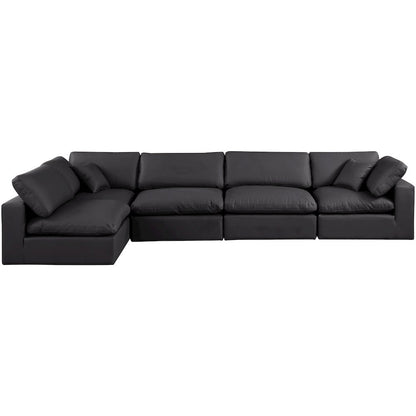 Comfy Black Vegan Leather Modular Sectional