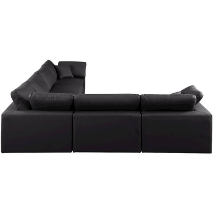 Comfy Black Vegan Leather Modular Sectional