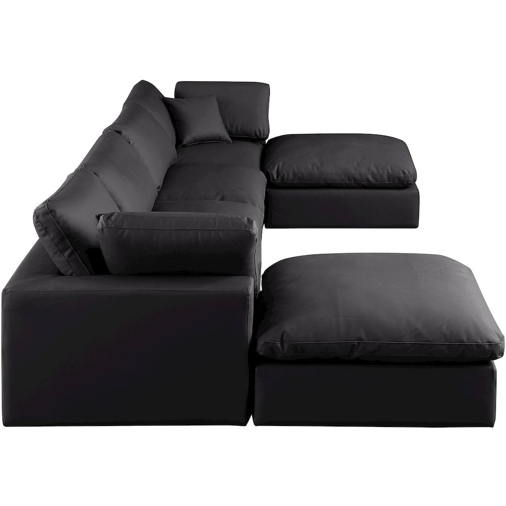 Comfy Black Vegan Leather Modular Sectional