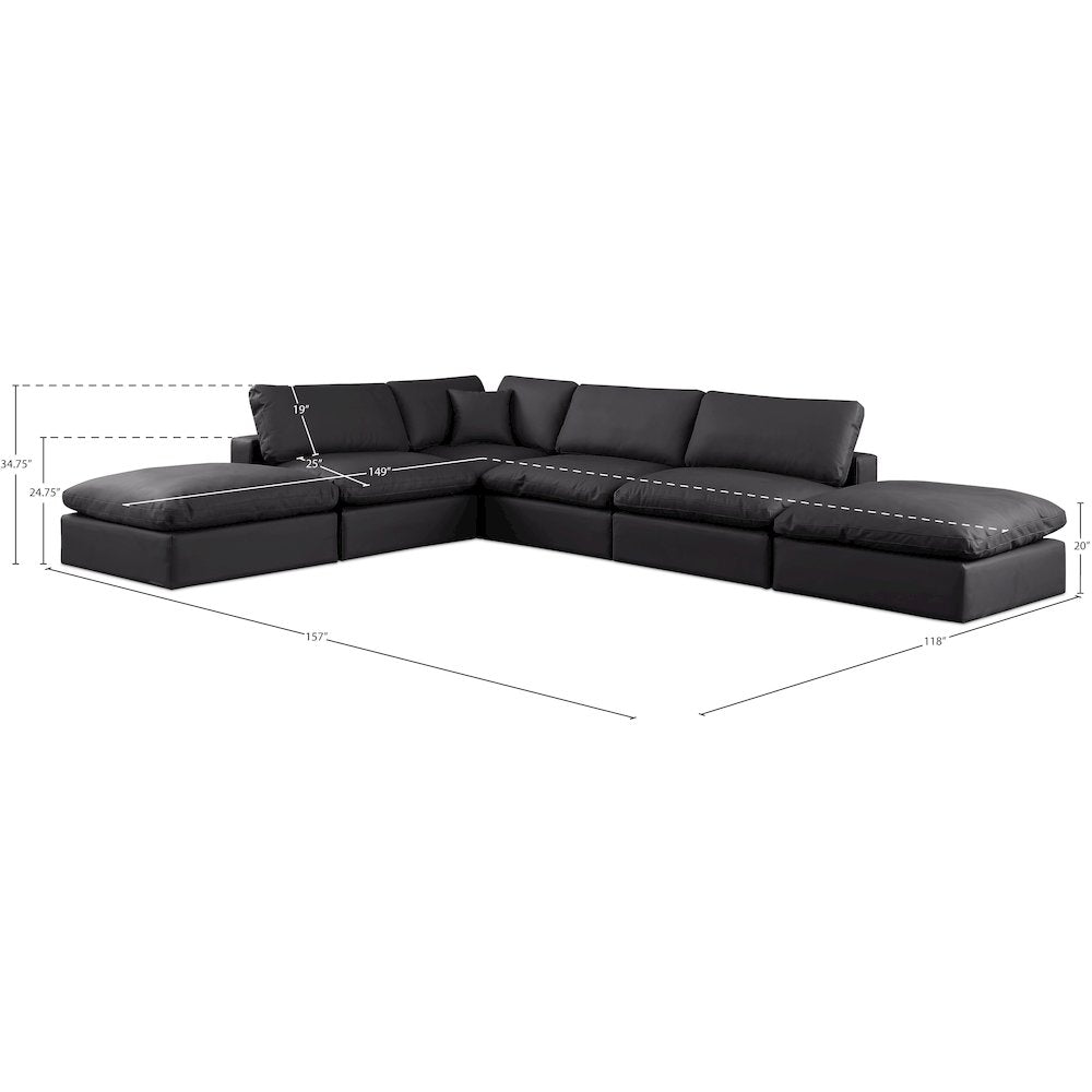 Comfy Black Vegan Leather Modular Sectional