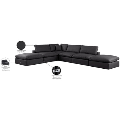 Comfy Black Vegan Leather Modular Sectional