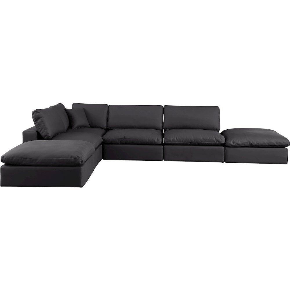 Comfy Black Vegan Leather Modular Sectional